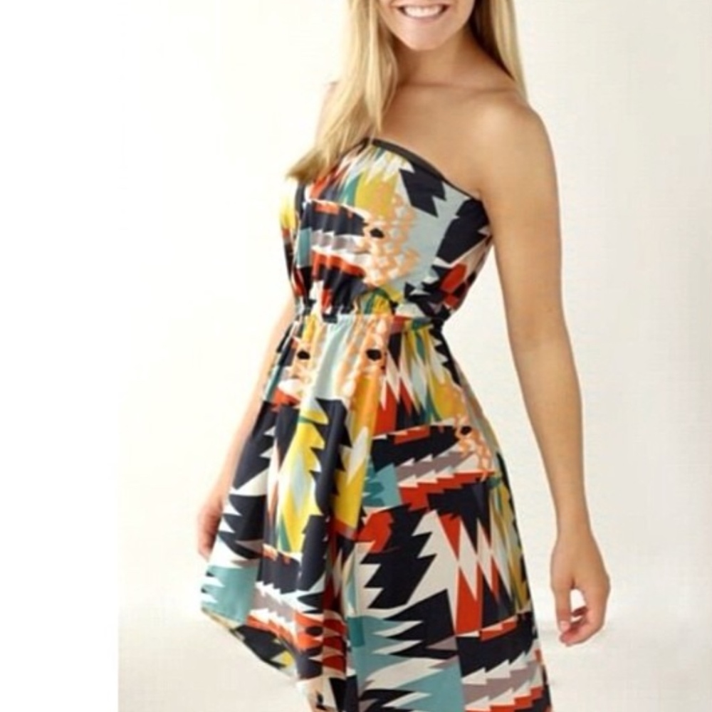 Nordstrom Strapless low-high patterned dress